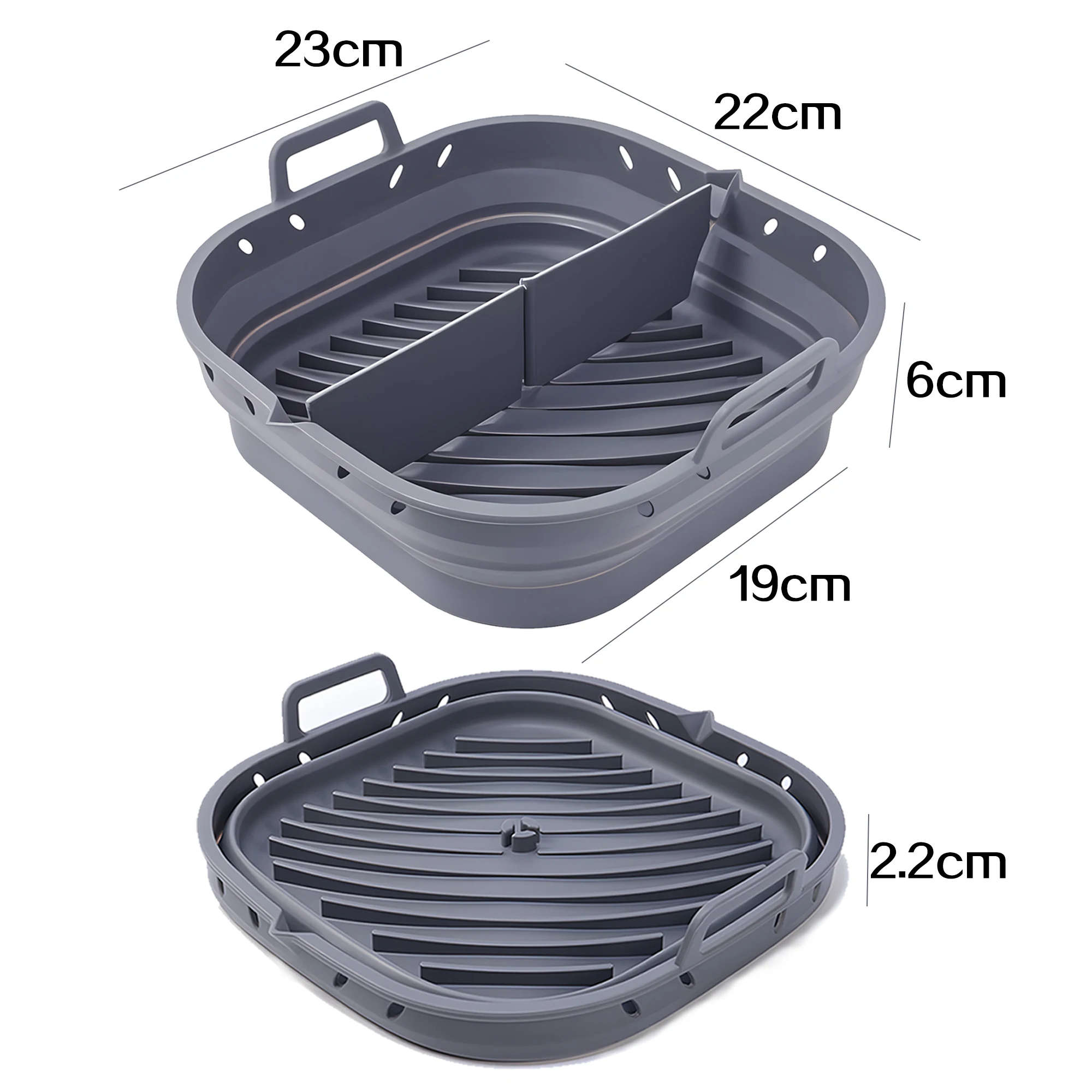 Luftfritteusen-Zubehör-Set, Kit mit 20–23 cm Silikonkorb und Airfryer-Utensilien für Cosori 5,5 l – Cecotec 6L 6,5 l