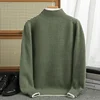 Contrast color Half zip Autumn/winter new 100% Merino wool cashmere sweater men's half turtleneck pullover warm bottom knitshirt 2