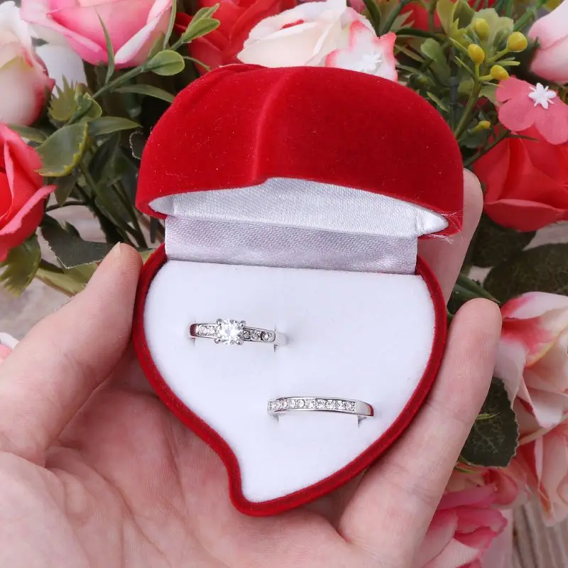 

Rose Heart Ring Box Wedding Ceremony for Case for Ring Earring Jewe 4XBF