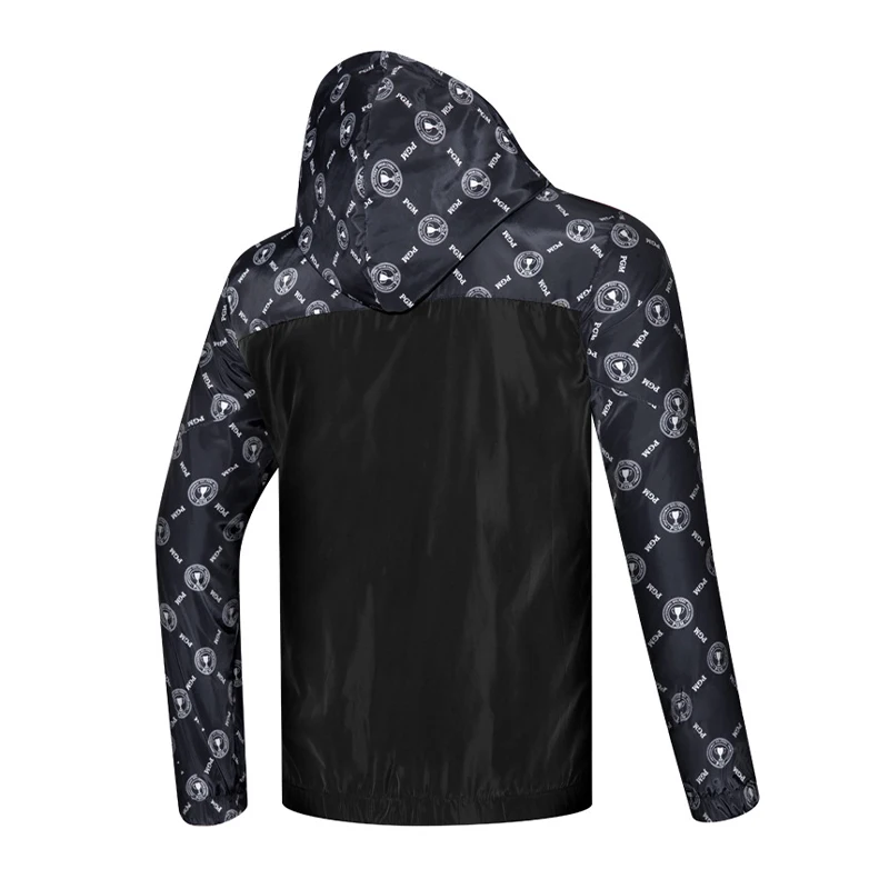 PGM Boys Long Sleeves Full Zipper Golf Jackets Children Windproof Warm Casual Golf Coat Hooded Printed Windbreakers Sports Tops
