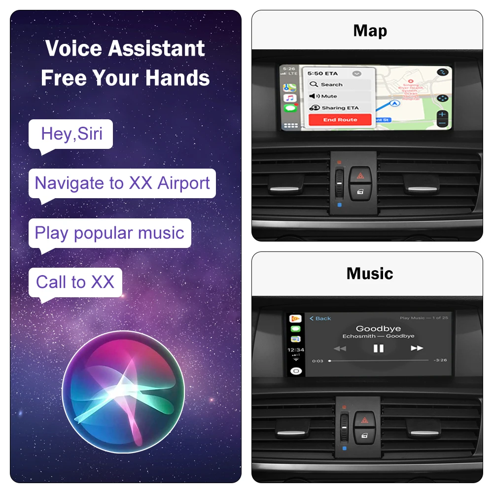 Road Top Wireless CarPlay for BMW X3 F25 G01 X4 F26 CIC,NBT,EVO System 2011-2020, with Android Mirror Link AirPlay Carplay Kits - 5