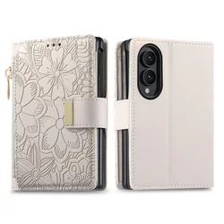 Luxurious Leather Zipper Wallet Phone Case with Dual Card Slots and Flip Cover - Galaxy Z Fold 8 Ultra (Gray)