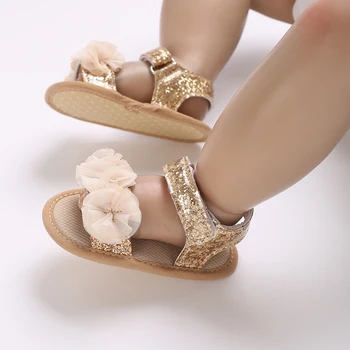0-18 Months Baby Girls Sweet Flowers Sandals Summer Soft Sole Flat Princess Dress Shoes Infant Non-Slip First Walkers Footwear 1