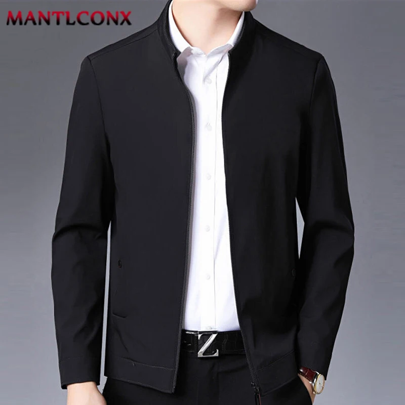 Chaqueta informal de cuello alto para hombre, abrigo de vestir de oficina, Blazer Social de calidad, chaqueta de negocios suelta de Color sólido, de lujo