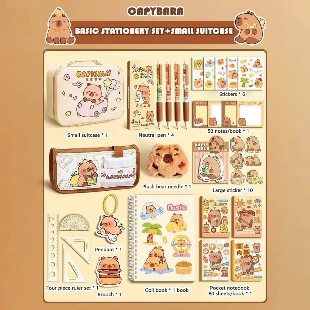 Ensemble De Papeterie 2 En 1 En Peluche Sur Le Thème De Capybara, Coffret Cadeau, Format