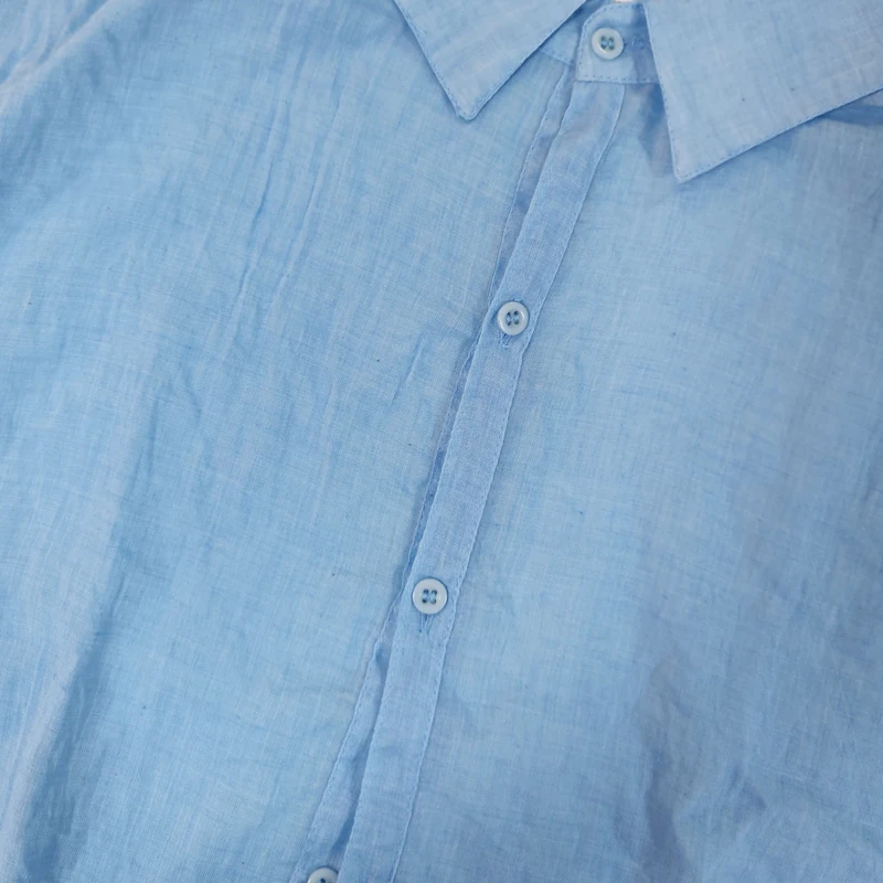 Summer Cotton Linen Shirts For Men Casual Short Sleeved Shirts Blouses Solid Turn-Down Collar Formal Beach Shirts Male Clothing 5