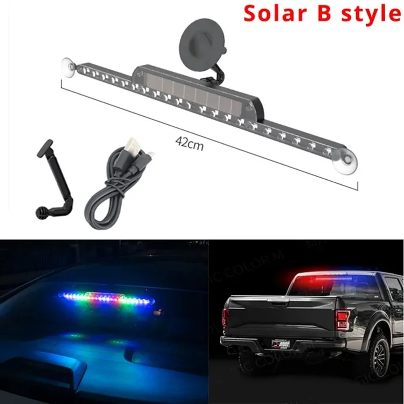 

Novelties Tail Lights Car Solar RGB Car Strobe Warning Light Multifunction Decoration Anticollision Night Driving Safety Lamp