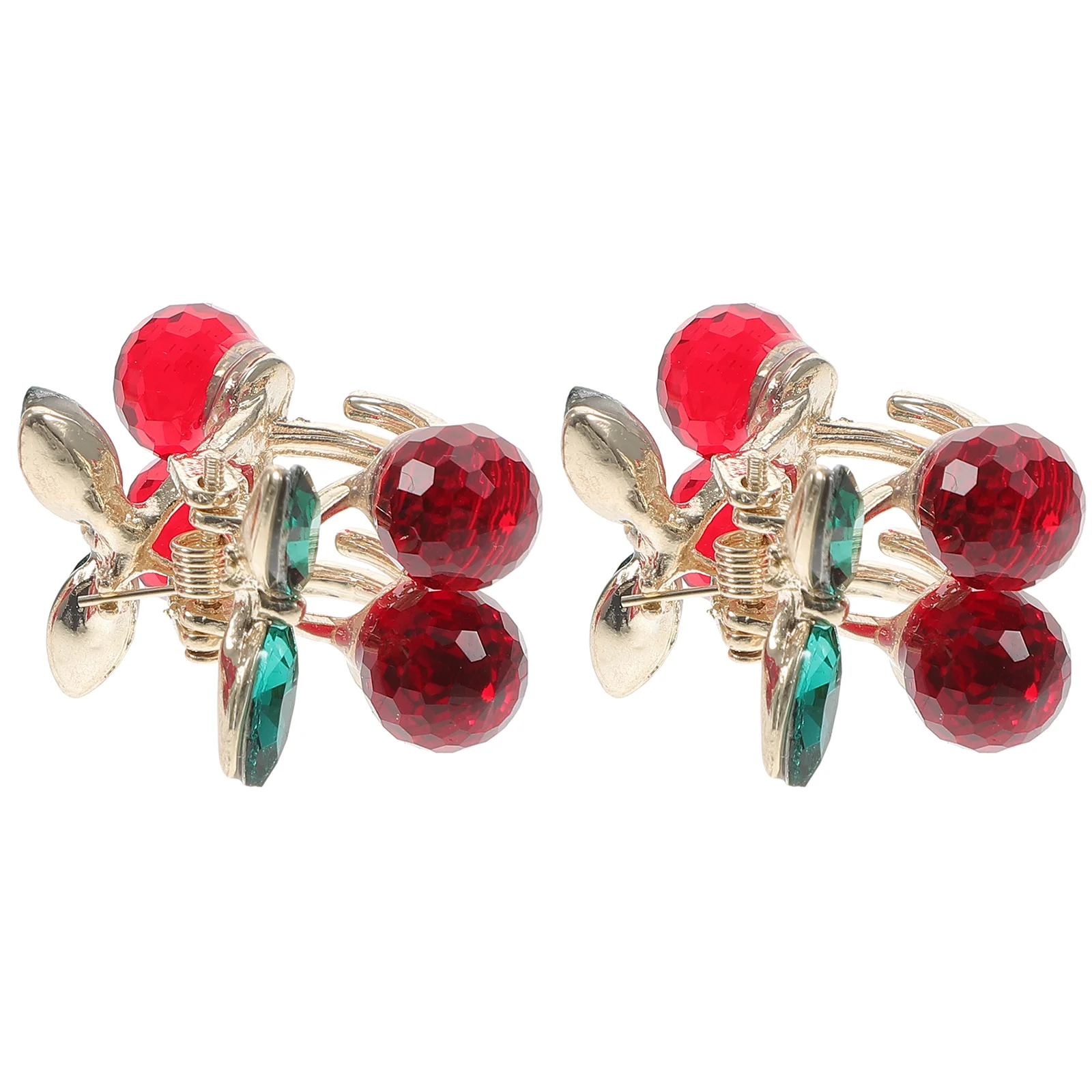 

2 Pcs Cherry Barrettes Mini Hair Claw Rhinestone Clip Alloy Clamp Girl Accessory Jaw Clips Women Small Clamps Pin Bobby Pins