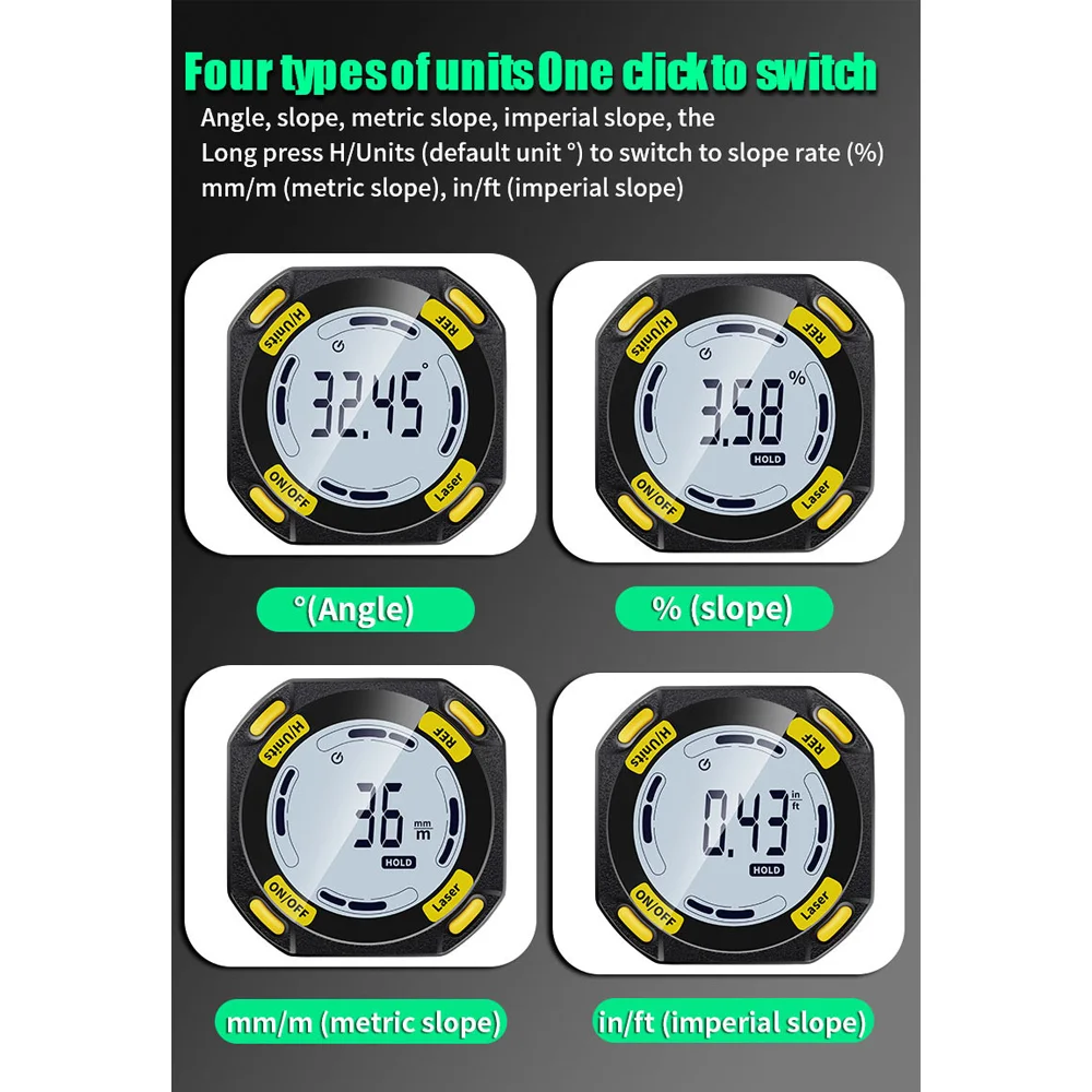 Green Laser Digital Protractor Angle Measure Inclinometer 3 in 1 Laser Level Box Type-C Charging Angle meter Measuring Tools digital angle protractor angle measuring tool angle protractor digital angle meter digital inclinometer