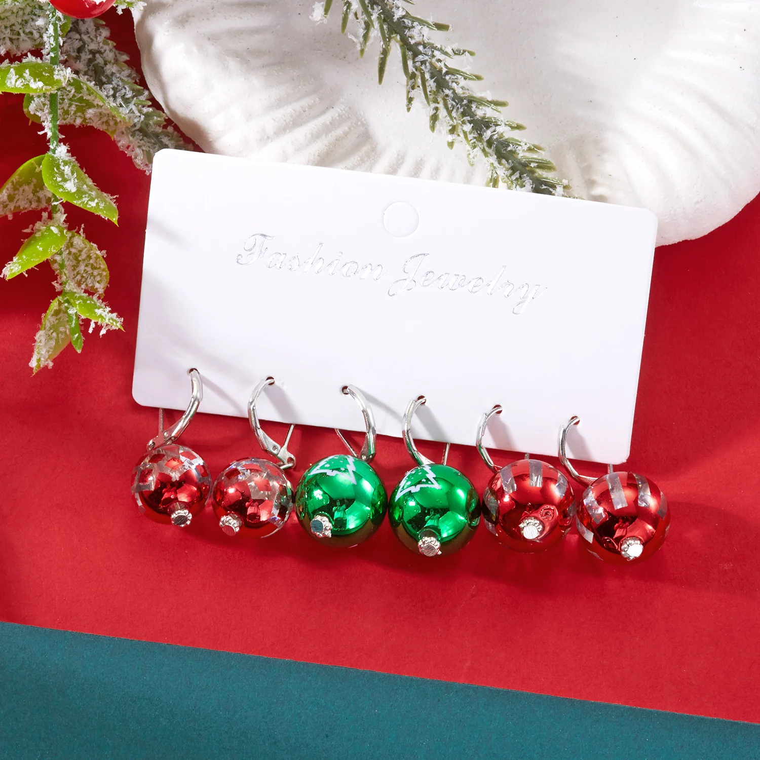 3 Paar/Set Elegante Weihnachts-Schneeflocken-Ohrringe für Damen, Rote Schleife, Silberfarbene Ohrringe, Party-Schmuck Geschenk – Detail 2