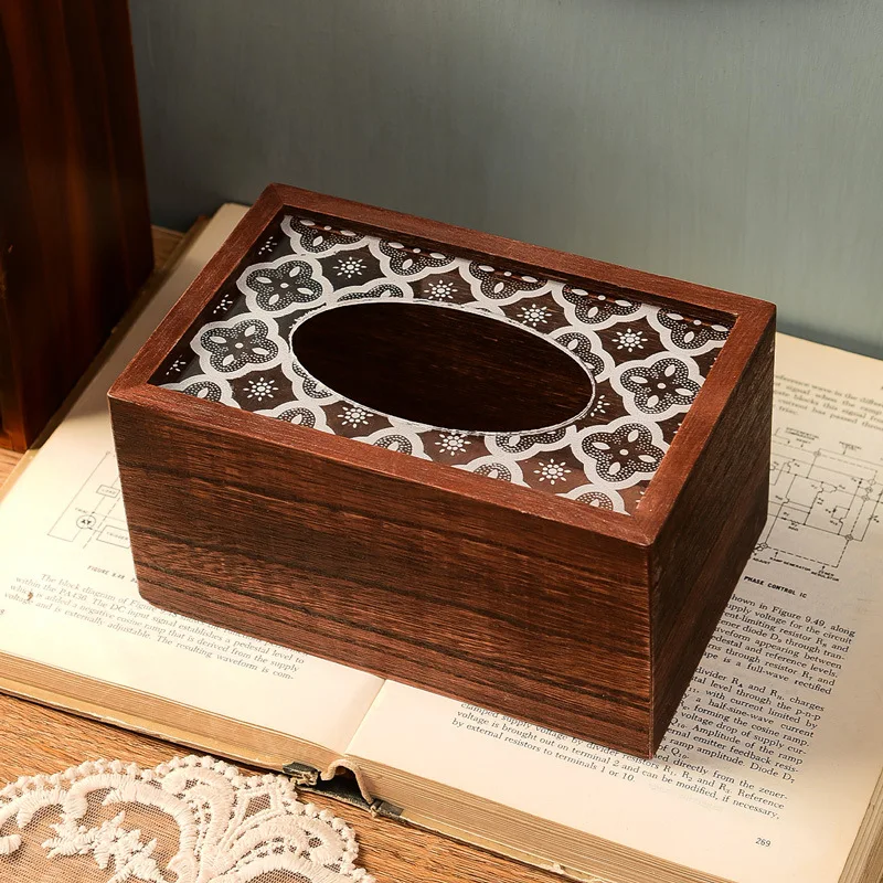 Wooden Tissue Box，Home Living Room Dining Room Desktop Decoration Wooden Cover Tissue Box 4