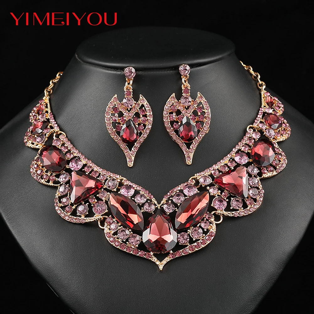 

Italy Wedding Jewelry Fashion Earrings Set Simple Luxury Crytal Necklace Zircon Party Korean New Style Trendy Elegant Girl Gift