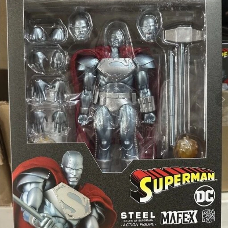 In Magazzino Genuine Mafex No.181 Dc Steel Superman Steel Comic Book Edition 6 Pollici Action Figures Modello Giocattolo Da Collezione Regalo