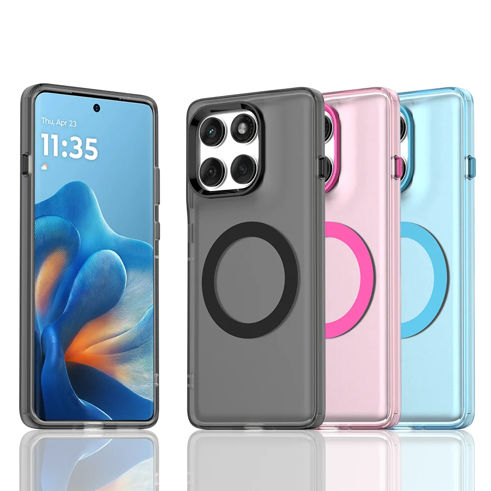 Magnetic Wireless Charging Transparent Case - Candy Colors Back Shell