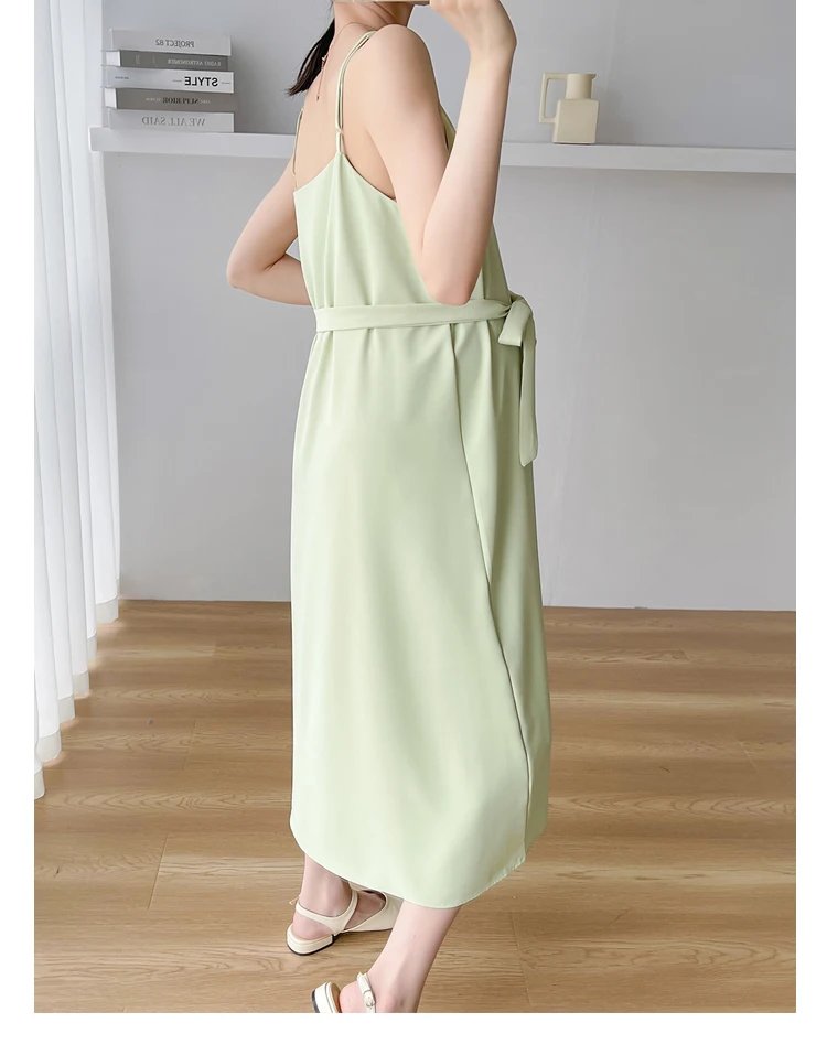 Autumn Pregnant Women's 2pcs Suits Set Office Lady Elegant Clothes Set Long Sleeve Blazers Strap Dress Twinset Green Yellow