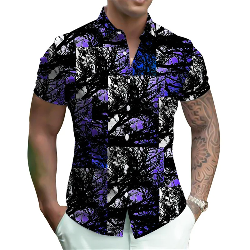 thumbnail image 1 of Camisas de playa de lujo para hombre y mujer, camisas de manga corta con solapa y estampado 3D vintage, ropa de calle, verano 2024, 1 of 5