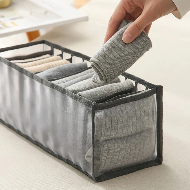 Underwear Storage Organizer 3 Pcs Foldable Translucent Panty Drawer Bra Breathable Mesh Bag For Wardrobe