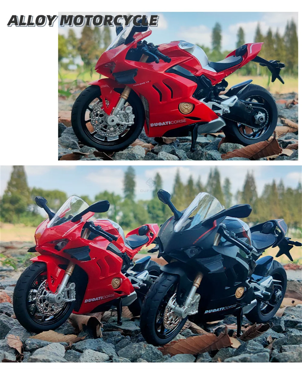 Ducati V4S Motorcycle Model Iocomotive Toy With Light Simulation Children'S Diecast Toy Car Christmas Gift Car Decoration 40 Ducati V4S Motorcycle Model Iocomotive Toy With Light Simulation Children'S Diecast Toy Car Christmas Gift Car Decoration