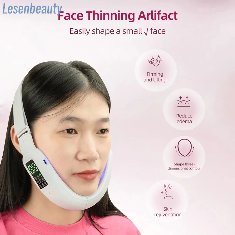 Face Lifting Device Red Light Skin Rejuvenation V Face Massager Double Chin Lift Up with Remote Control Facial Beauty Instrument