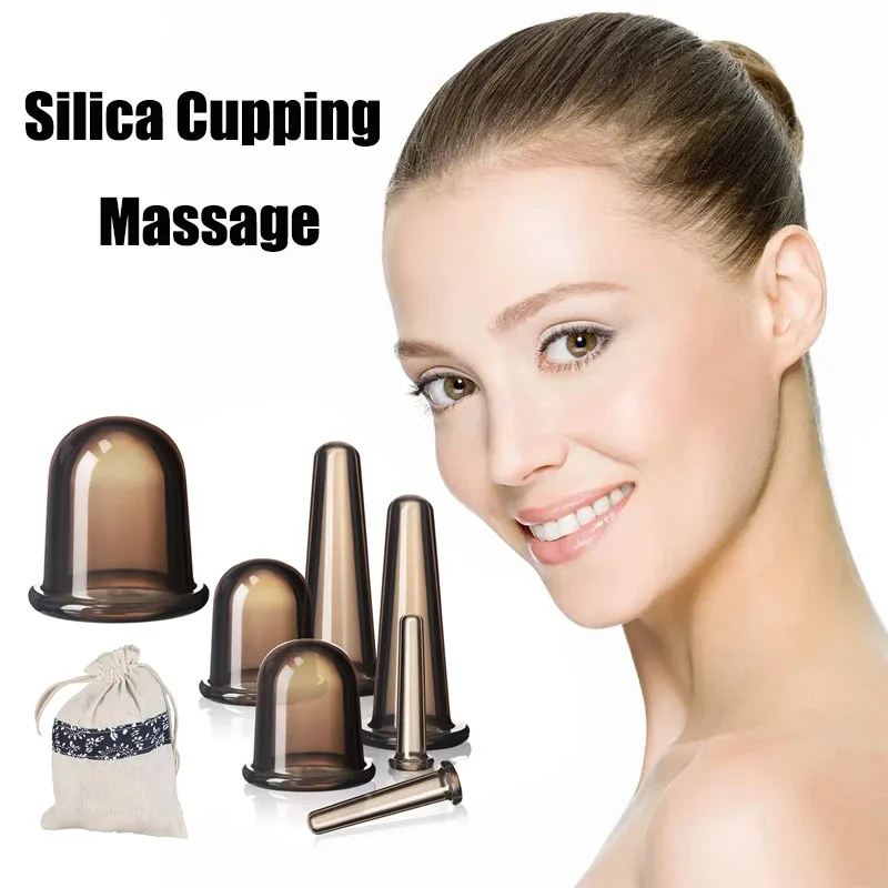 Silica Massage Body Cups Face Lift Suction Cup Anti Cellulite Vacuum Cupping Cans Back Massager Jars Chinese Physiotherapy Kit vacuum cupping sets