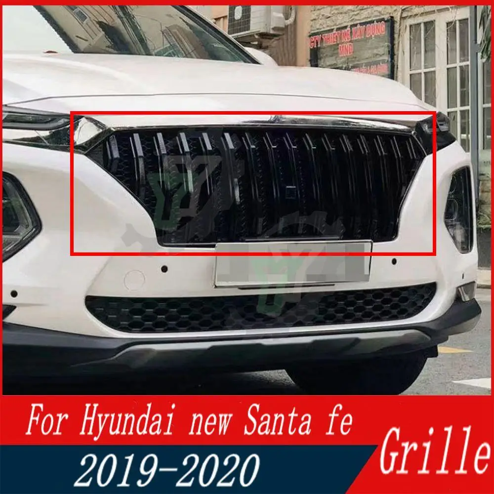 

19 20 автомобильный передний бампер решетка Центральная панель Стайлинг Верхний гоночный гриль для Hyundai Новый Santa fe 2019-2020 автомобильный аксессуар