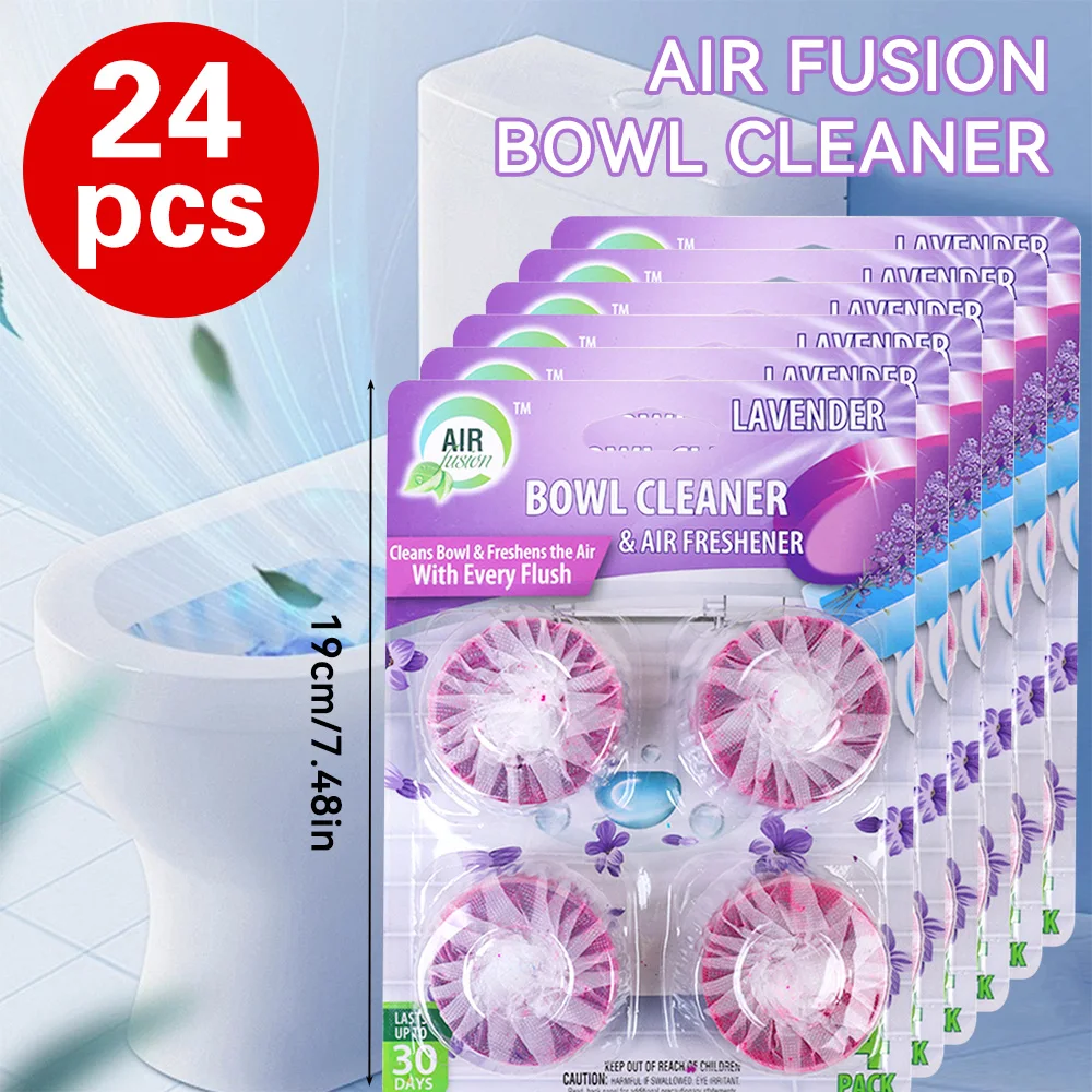 Air Fusion Automatic Toilet Bowl Cleaner Tablets 24 Pc 6 Pack Lavender Scent Slow-Releasing Toilet Tank Cleaners Lavender