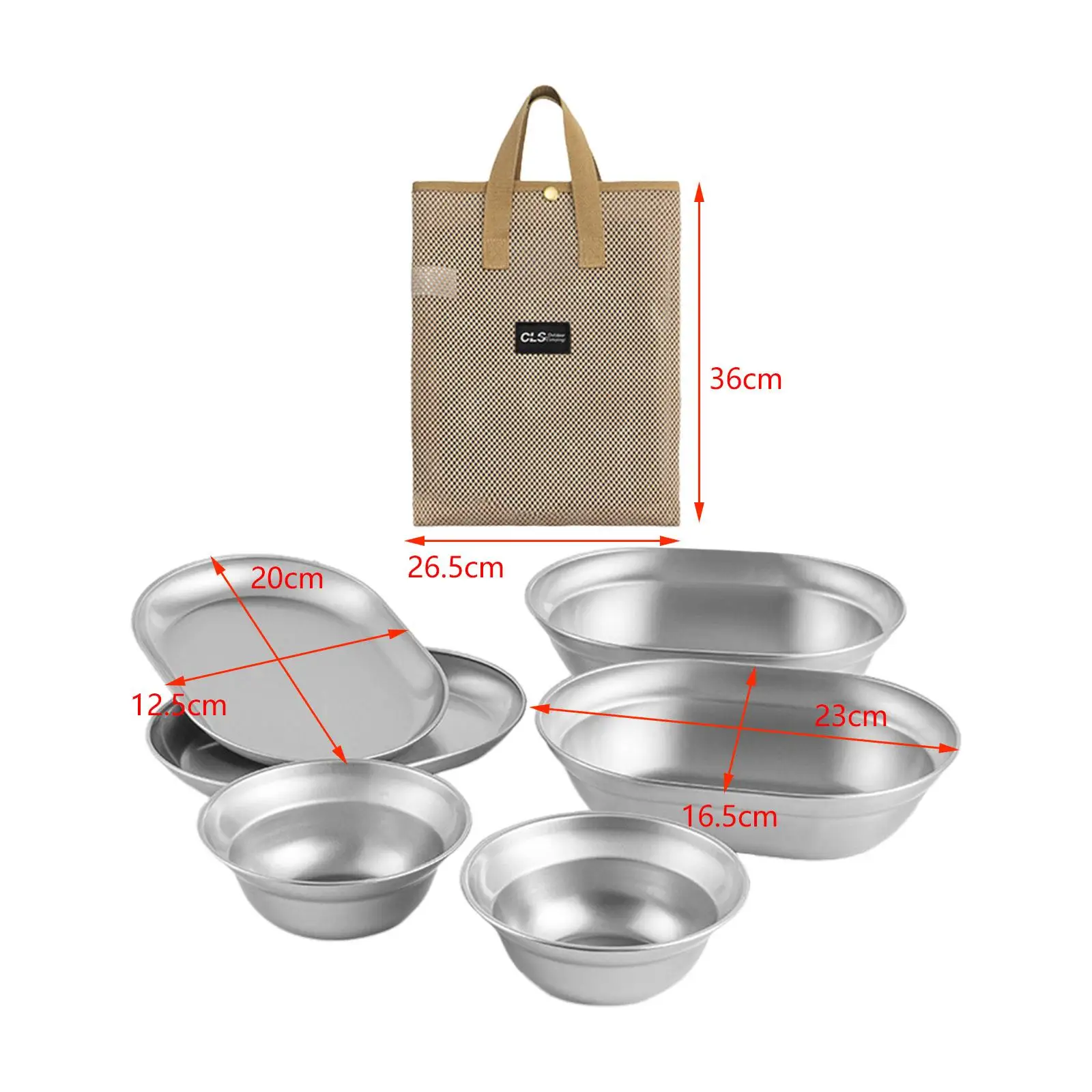 Stainless Steel Plates and Bowls Small Bowl Plate Durable Camping Utensils for Camp Self Driving Tour Outdoor Equipment Fishing