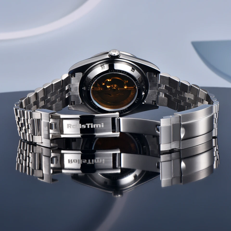 RollsTimi Orologio a carica automatica da uomo, bracciale casual in