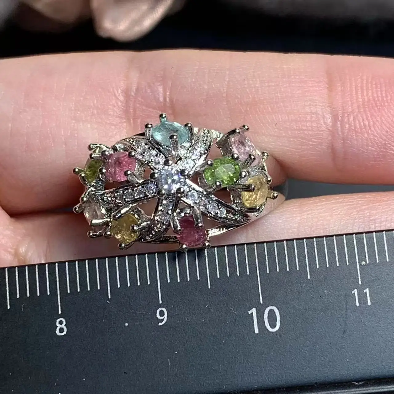 MM Natural Tourmaline Ring Adjustable Female Ring Jewelry for Women Gift Wholesale High Quality Vintage Fine