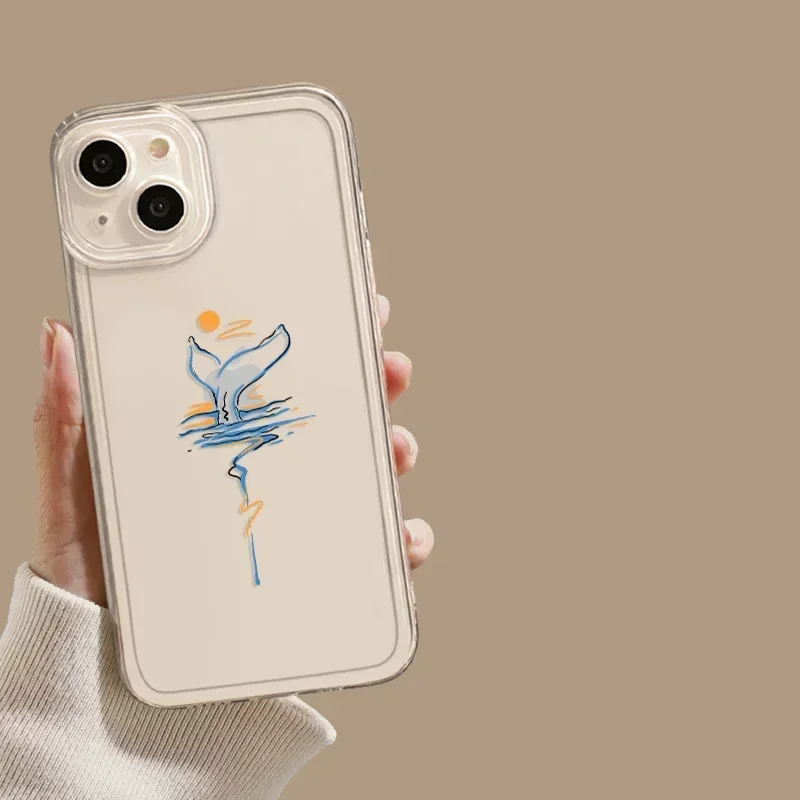 Clear Dolphin & Whale Couple Phone Case - Lovers Cover s