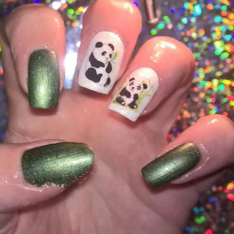 Panda Nail Art Template Cute Panda Design Nail Stamping Plate Bamboo Patterns Manicure Nail Art Image Plates Fun Panda Faces 3