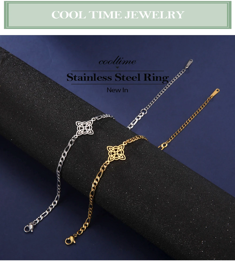 COOLTIME Edelstahl-Armband mit Hexenknoten-Anhänger, Figaro-Kettenarmband für Frauen, Wicca-Amulett-Schmuck, Geschenk zum Frauentag – Detail 15