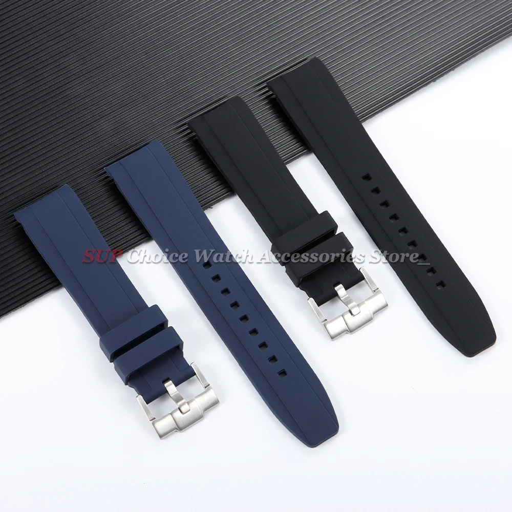 High-Quality Silicone Rubber Sport Watch Band with Curved Ends - Waterproof Bracelet