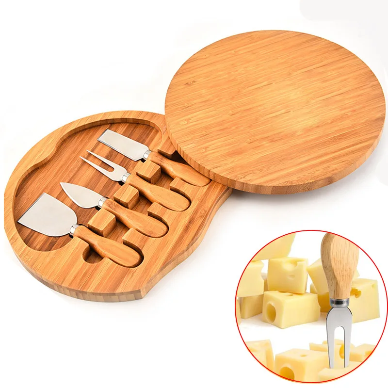4pcs/set Wood Steel Stainless Cheese Knives Handle Cutlery Cheese Slicer Cutter Mini Knife Butter Spatula ForK Cooking Tools