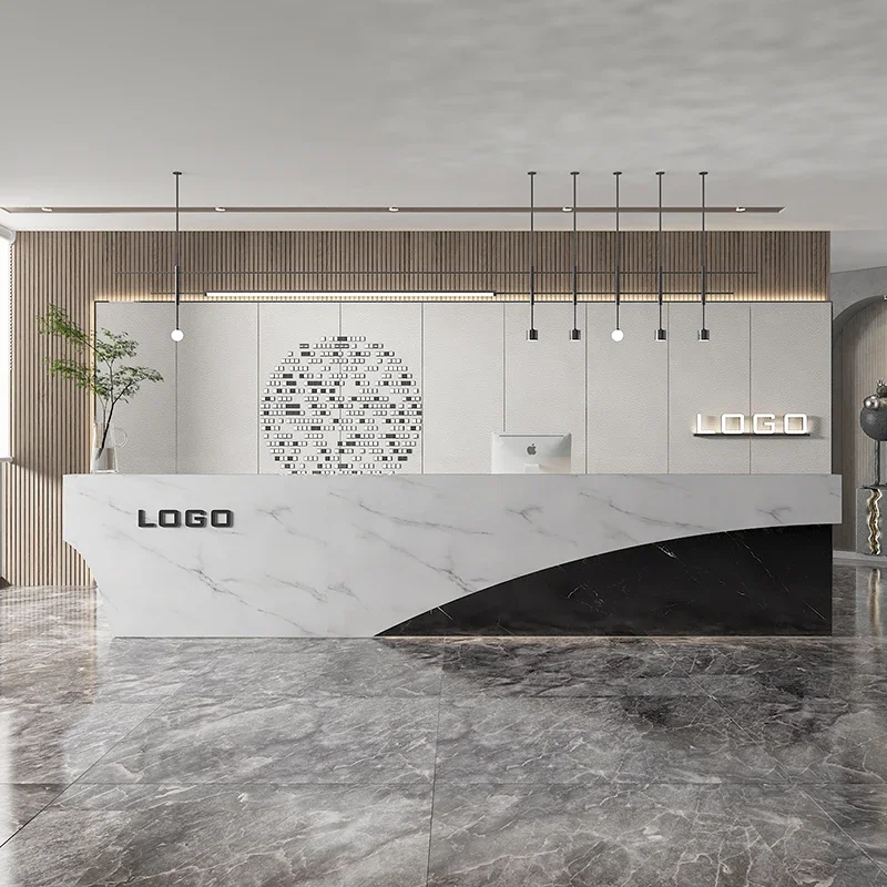 Front Counter Reception Desks Trendy Modern Design Luxury Nordic Reception Desks Simple Beauty Mostrador Commercial Furniture