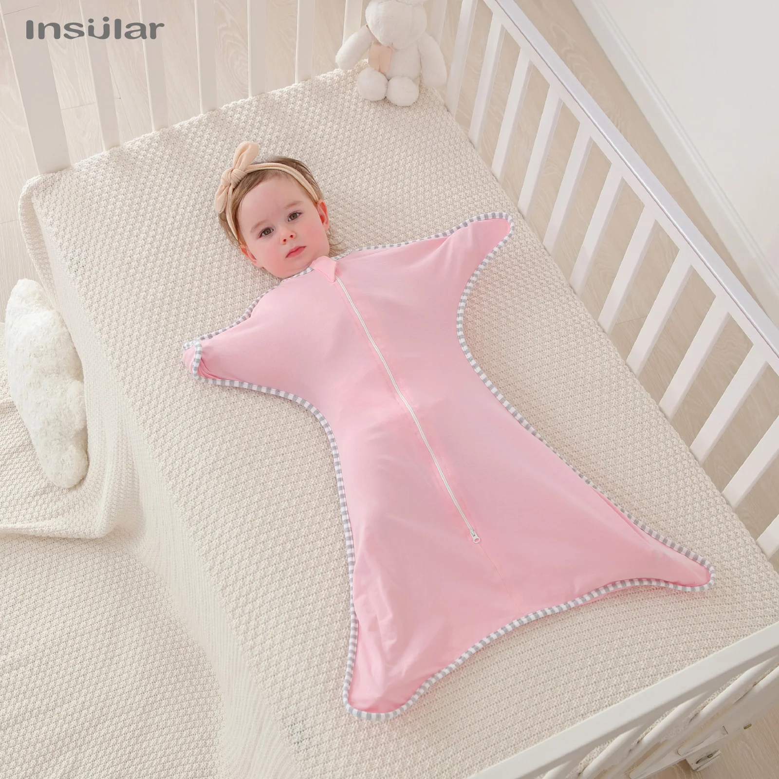 Insular Newborn Baby Girl Boy Anti-Startle Cotton Baby Wrap Receiving Swaddling Blanket 3