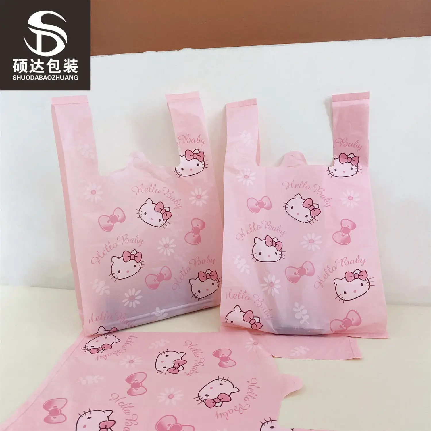 50PCs Kawaii Sanrio Hello Kitty Plastic Bags Cute Cartoon Hello Kitty