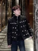 Trendy Male Chic Black Small Fragrant Short Coats Men's 2024 Autumn Winter New Jackets Small Sequins Multi-button Design Jacket 4