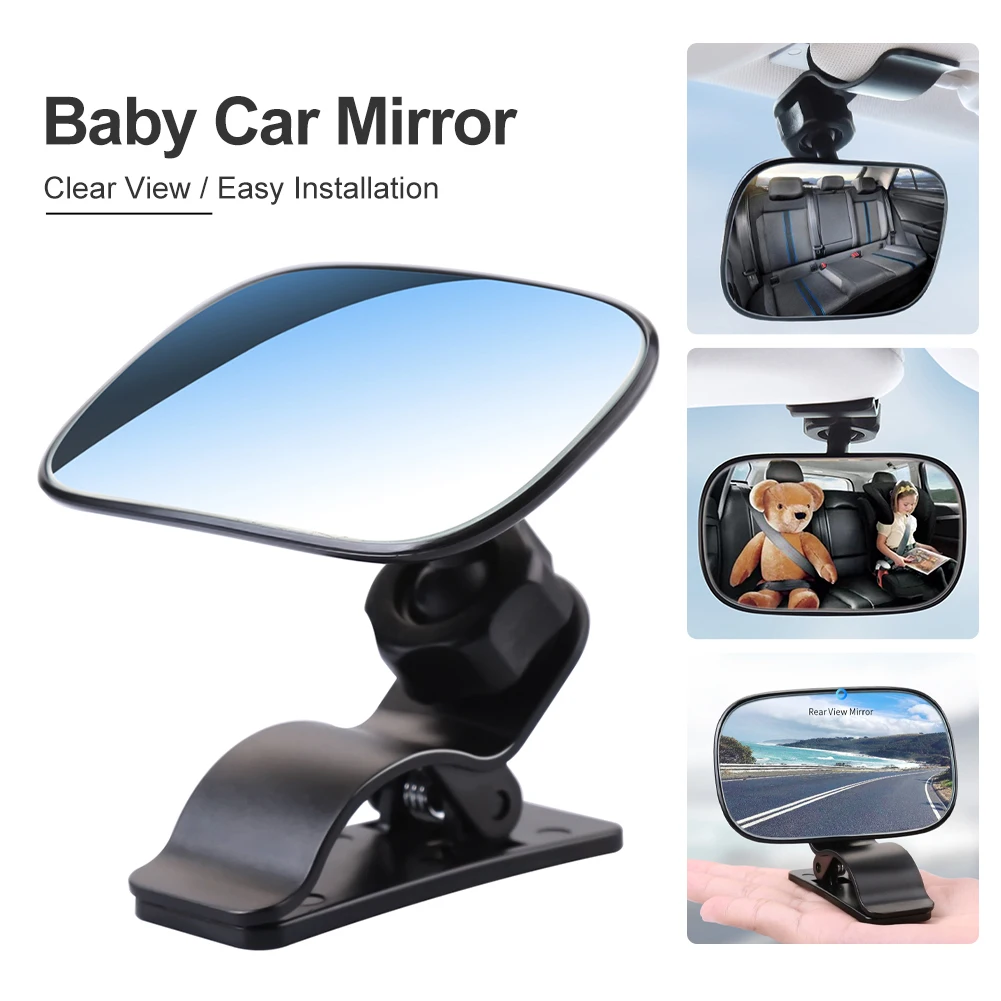 Baby Car Mirror Safety Car Seat Mirror for Rear Facing Infants Clip-On 9D Convex Mirror Wide Clear View for Car Seat Stroller