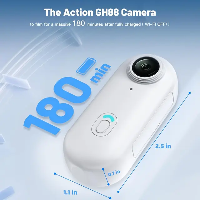 H88 Mini Body & Sports Camera Full HD, WiFi, Helmet/Handlebar Mount 3