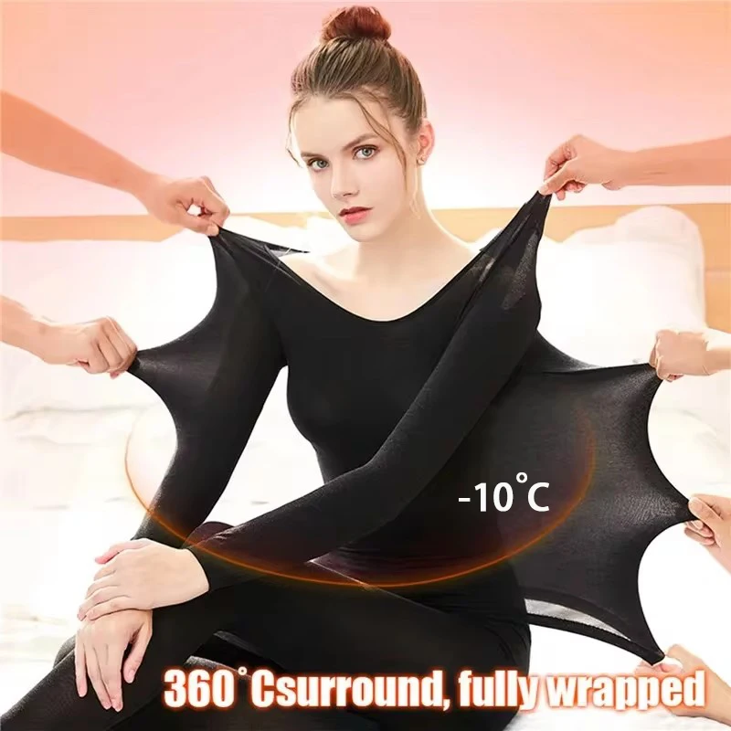 Thermal Underwear Sets Women's Seamless Warm Underwear Set 2-piece Suit Winter Constant Temperature Long Sleeved Underwear