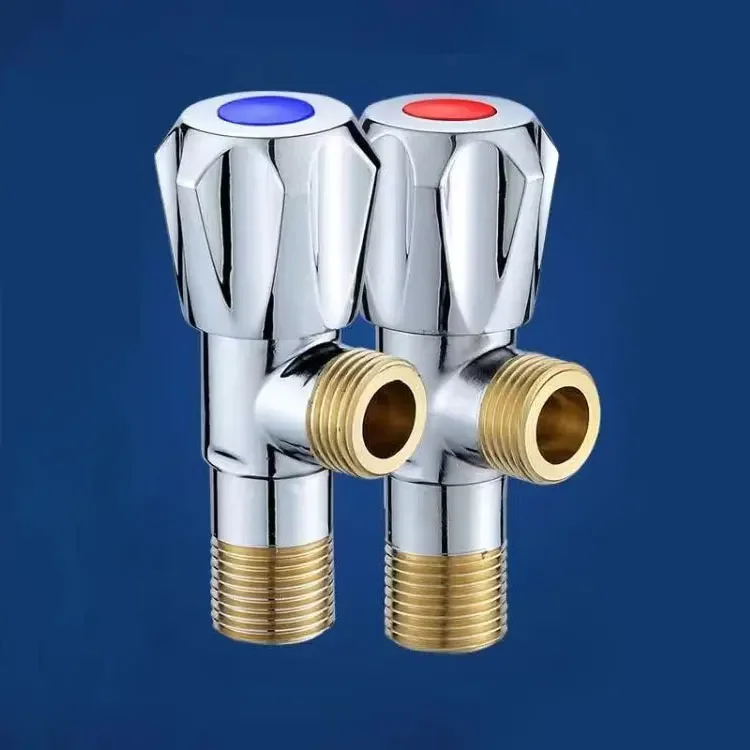 물조리개 욕실용 단단한 황동 앵글 스위치, 온수 및 냉수 정지, 주방 화장실 싱크대용 빠른 개방 수도꼭지, G1/2