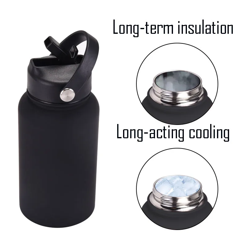 Stainless Steel Thermos Cup 650ML Sports THERMOS CUP with Straw and Handle Thickened Stainless Steel Vacuum