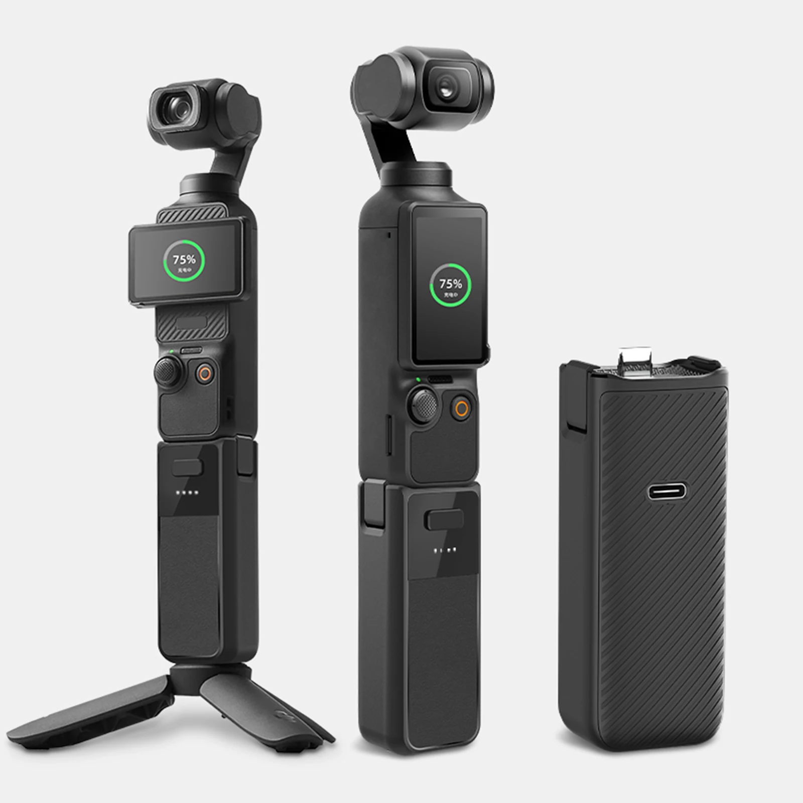 배터리 핸들 그립 1/4인치 나사산 홀 핸드헬드 확장 배터리 그립 2800mAh 고속 충전 오즈모 포켓 3 호환