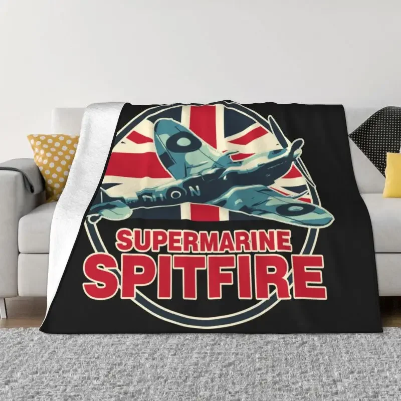 

Sofa Fleece Spitfire RAF Supermarine Fighter Aircraft Plane Throw Blanket Flannel Airplane British ww2 UK Blankets Quilt