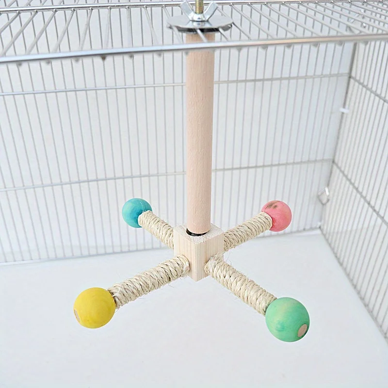 Rotating Bird Perch Stand with Bearing for Parrots - Durable Cork Material, Interactive Enrichment Play Toy for Cage Bird Toys 5