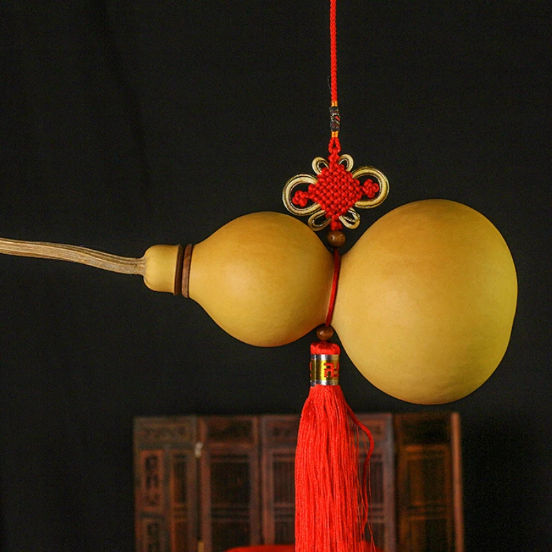 

Traditional Chinese Natrual Gourd Good Luck Wu Lou Natual Dry Hu Lu Wooden Cucurbit Fengshui Bagua Hanging Amulet Decent Gift