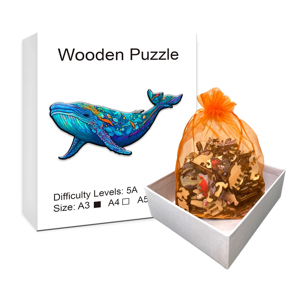 New Whale Wooden Puzzles, Wooden Puzzles Unique Shape High Quality Puzzles Maternal Love Wooden Puzzles For Adults, Best Gifts 2