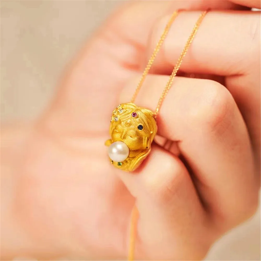 

DIY Pearl Small Accessories S925 Sterling Silver Pendant Empty Holder Gold Silver Necklace Pendant with 10-15mm Beads