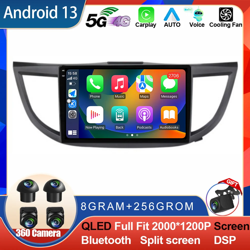 Android 13 For HONDA CR-V CRV 2012 2013 2014 2015 2016 Car Radio Multimedia 4G WIFI Video Player GPS Navigation Carplay Headunit